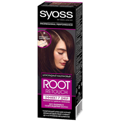 Syoss Root Retoucher Крем для волос тонирующий Эффект 7 дней тон 6,68 Шоколадный каштановый