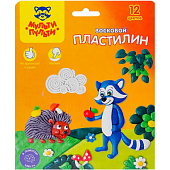 Пластилин "Енот в лесу" 12 цветов,180г,восковой,со стеком,картон с европ.ВП 11058 (6)