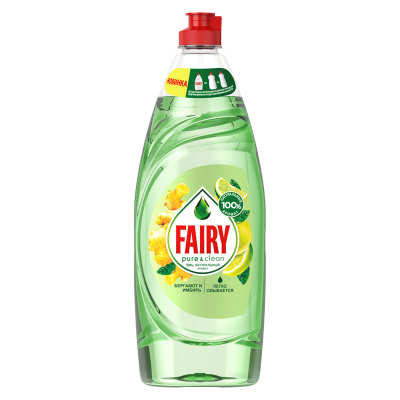Fairy Pure&Clean Средство для мытья посуды Бергамот и Имбирь, 650 мл