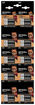 Opticell Батарейки пальчиковые AA LR6 отрывной набор HBDC блистер, 2 х 10 шт (цена за 2 шт)