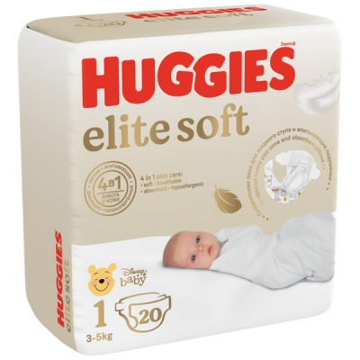Huggies Подгузники Elite Soft для новорожденных размер 1 (3-5 кг), 20 шт