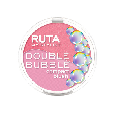Ruta Компактные румяна двойные Double Bubble тон 104 сияющий оттенок малины и матовый нежно-розовый
