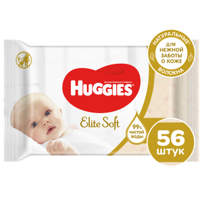 Huggies Влажные салфетки детские Elite Soft, 56 шт