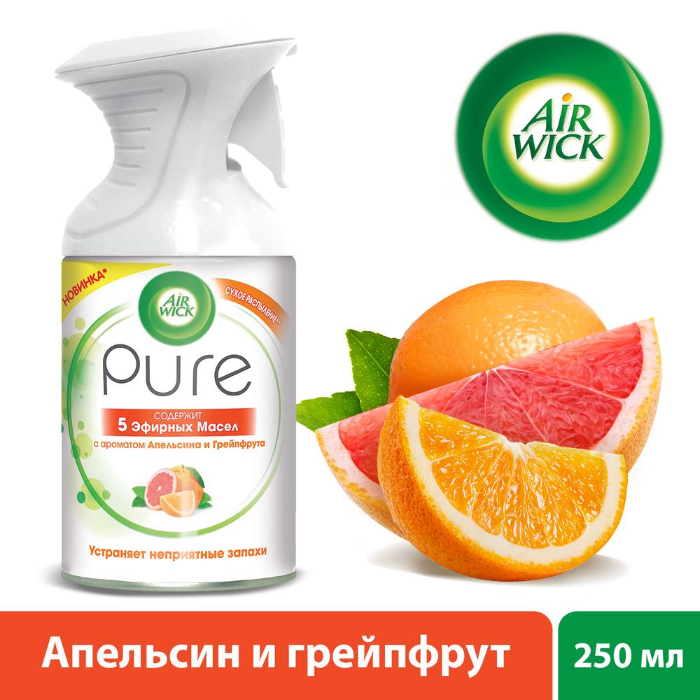 Air Wick Pure Аэрозоль-освежитель воздуха Апельсин и Грейпфрут 5 Эфирных  Масел, 250 мл