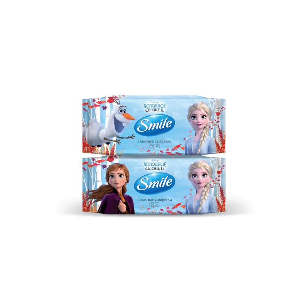 Smile Frozen Влажные салфетки детские очищающие, 60 шт