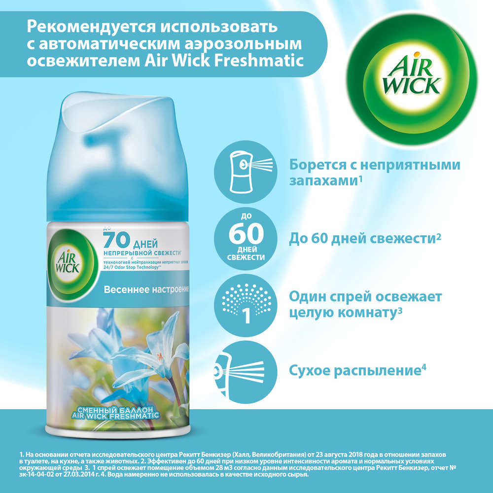 Air Wick Freshmatic Pure Освежитель воздуха Весеннее настроение Сменный  баллон, 250 мл