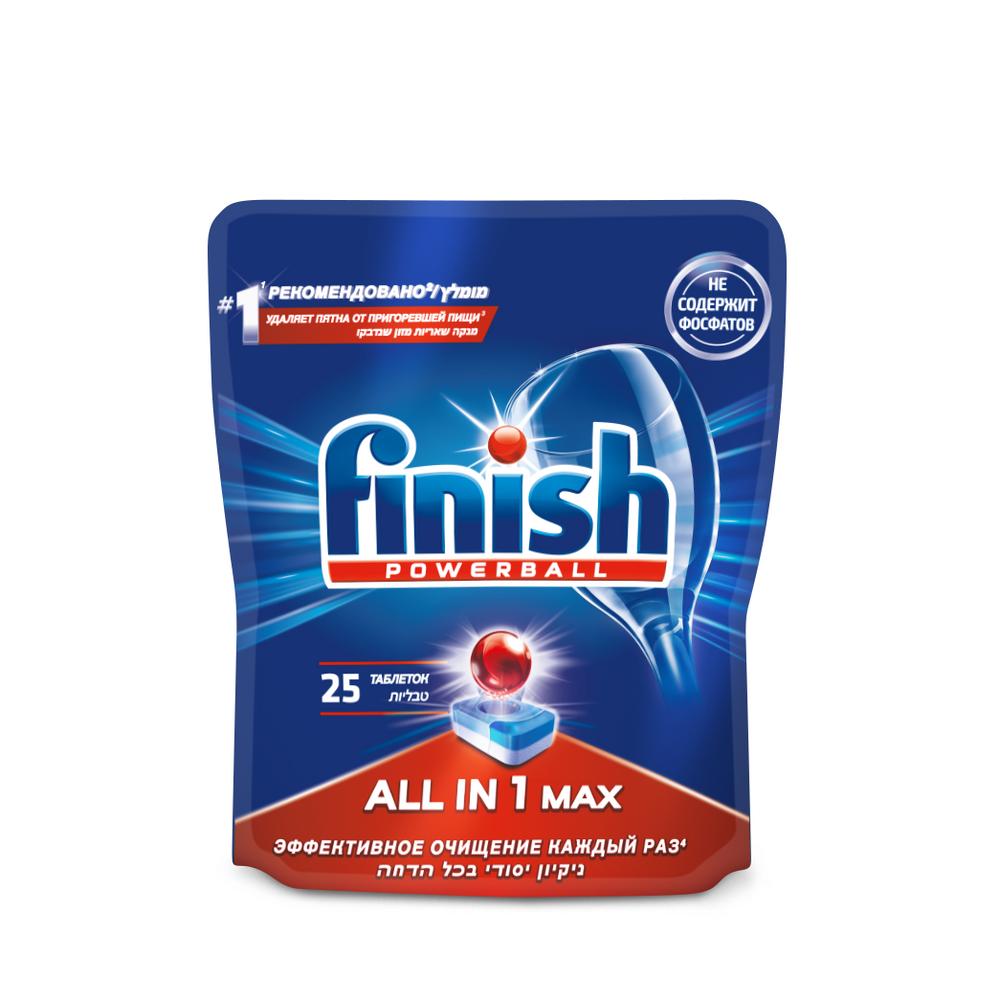 Finish All in 1 Max Таблетки бесфосфатные для посудомоечных машин, 25 шт  (Бенкизер)