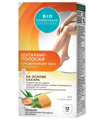 Bio Cosmetolog Professional Шугаринг-полоски для тела, 12 шт