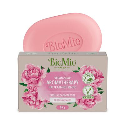 BioMio Натуральное мыло Bio-Soap Superfood Пион и пальмароза, 90 гр