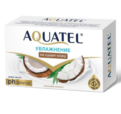 Aquatel Крем-мыло твердое Кокосовое молочко, 90 гр