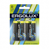 Батарейка Ergolux  Alkaline блист. 2шт.  LR20  BL-2, большая, 1,5В, Цена за 1 шт.(12)