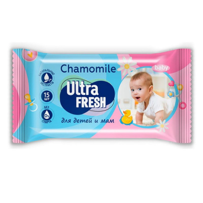 Ultra Fresh Baby Влажные салфетки детские, 15 шт