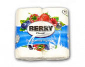 Бумага туалетная Berry Classic 2-слойная на втулке целлюлоза с перфорацией 4шт белая /16/