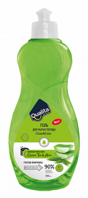 Qualita Гель для мытья посуды Green tea & Aloe, 500 мл