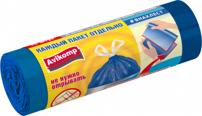 Avikomp Пакеты для мусора Prestige ВНахлест с завязками голубые, 35 л х 15 шт