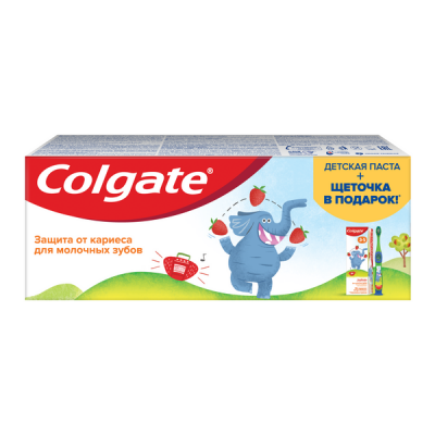 Colgate Детский набор 3-5 лет (Детская зубная паста со вкусом клубники, 60 мл + Зубная щетка Для детей 2-5 лет)_2