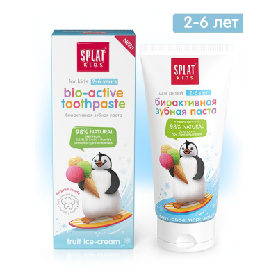 Splat Kids Натуральная зубная паста для детей 2-6 лет Фруктовое мороженое, 50 мл