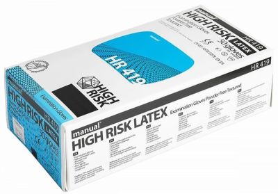 High Risk Перчатки медицинские смотровые Manual HR419 нестерильные латексные размер М, 50 шт (цена за 2 шт)