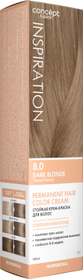 Concept Fusion Стойкая крем-краска для волос тон 8,0 Темный блонд Dark Blonde