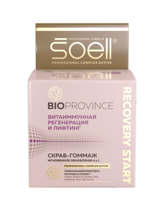 Soell Bioprovince Скраб-гоммаж для лица Recovery Start Мгновенное обновление 4в1, 100 мл