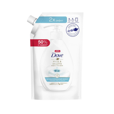 Dove Жидкое крем-мыло антибактериальный эффект с увлажняющим кремом дой-пак, 500 мл