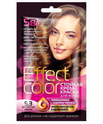 Effect Сolor Cтойкая крем-краска для волос тон 5,3 Золотистый каштан