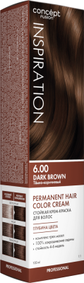 Concept Fusion Стойкая крем-краска для волос тон 6,00 Темно-коричневый Dark Brown