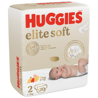 Huggies Elite Soft Подгузники для новорожденных размер 2 (4-6 кг), 20 шт