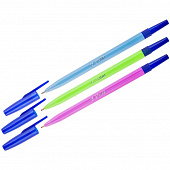 Ручка шариковая "049",синяя,1мм,флуоресцентный корпус РШ01(50)только уп.