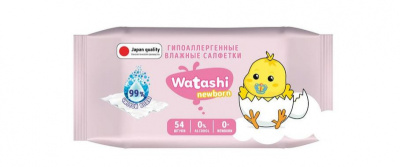 Watashi Детские влажные салфетки, 54 шт