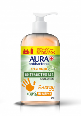 Aura Жидкое мыло Антибактериальное Eco Protect Energy, 225 мл + 225 мл