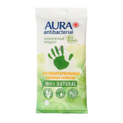 Aura Eco Protect Flushable Влажные салфетки Антибактериальные, 20 шт