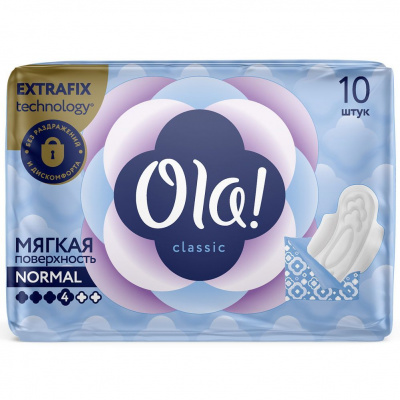 Ola! Classic Прокладки гигиенические Мягкая поверхность Normal Singles, 10 шт