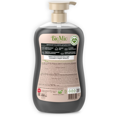 BioMio Натуральный гель-шампунь для душа 2 в 1 с эфирными маслами мяты и кедра Для мужчин, 650 мл_2