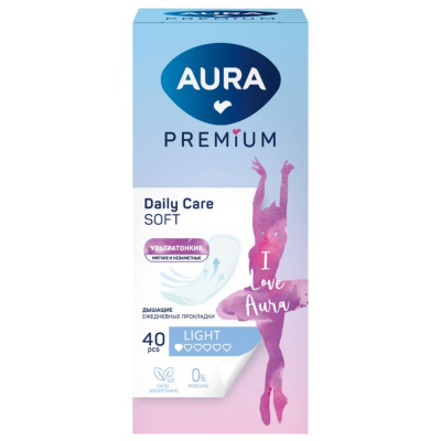 Aura Premium Прокладки ежедневные Light ультратонкие, 40 шт