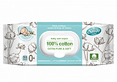 Смайл  Влажные салфетки 50 шт 100% cotton New sticker