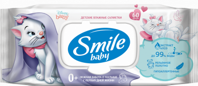 Smile Baby Салфетки влажные детские Disney с клапаном, 60 шт