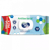 Ultra Fresh Antibacterial  Влажные салфетки 150 шт (9шт/ящ) с клапаном