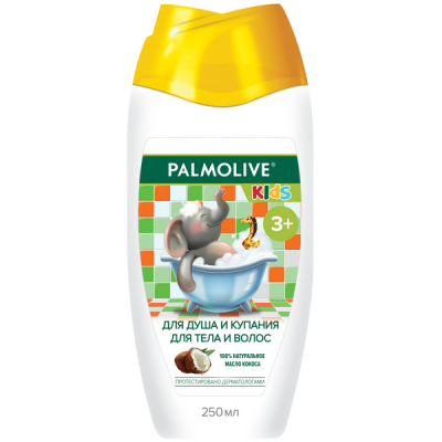 Palmolive Kids Гель для душа и купания для тела и волос с кокосом, для детей от 3 лет, 250 мл