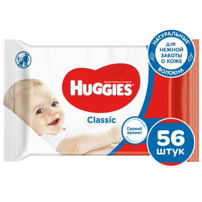 Huggies Влажные салфетки детские Classic, 56 шт