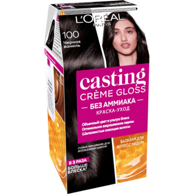 Casting Crème Gloss Стойкая краска-уход для волос Без аммиака тон 100 Черная ваниль