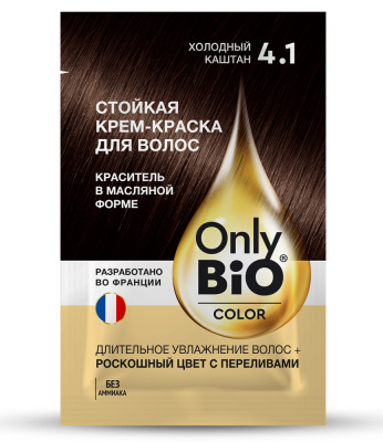 Only Bio Стойкая крем-краска для волос тон 4,1 Холодный каштан_1