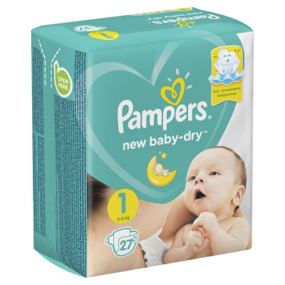 Pampers Подгузники New Baby-Dry 1 Newborn 2-5 кг, 27 шт