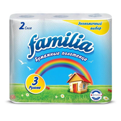 Familia Бумажные полотенца Радуга двухслойные, 3 шт