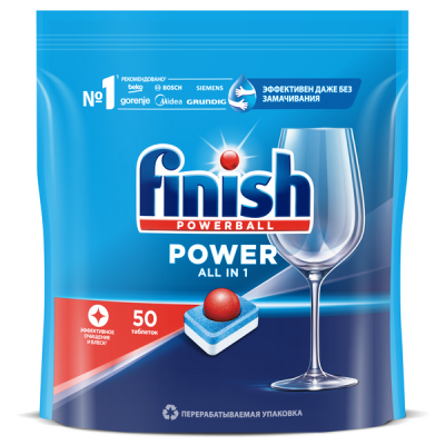 Finish Power Таблетки для посудомоечных машин без фосфатов, 50 шт