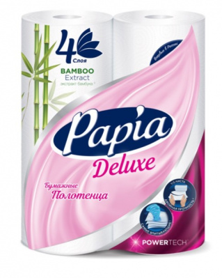 Papia Бумажные полотенца Deluxe четырехслойные, 2 шт