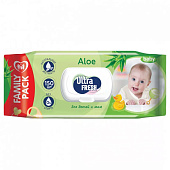 Ultra Fresh Baby Влажные салфетки для детей и мам 150 шт Aloe (9шт/ящ) с клапаном