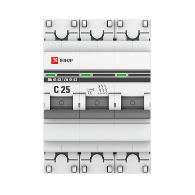 Автоматический выключатель 3P 25А (C) 4,5kA ВА 47-63 EKF PROxima_1