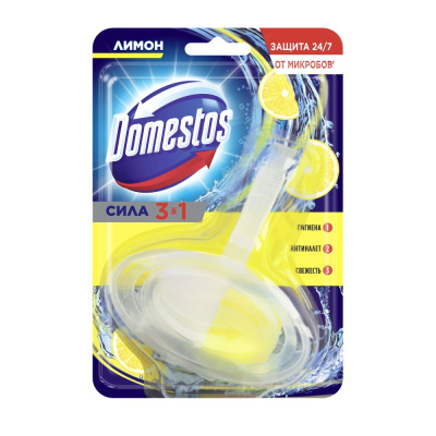 Domestos 3в1 Лимон Блок для унитаза Антиналет и Гигиена, 40 гр