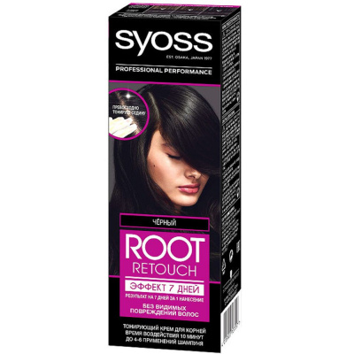Syoss Root Retoucher Крем для волос тонирующий Эффект 7 тон 1,0 Чёрный